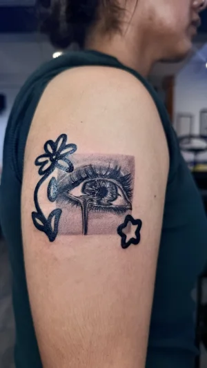 Realistic Eye with Floral Elements