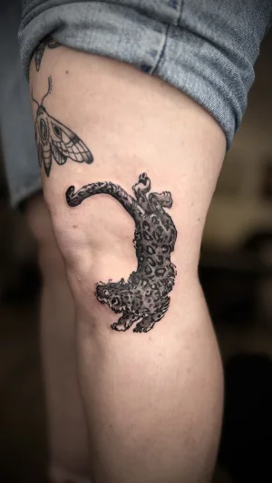 Leopard and Moth Thigh Art