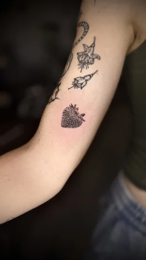 Delicate Strawberry and Flowers Upper Arm