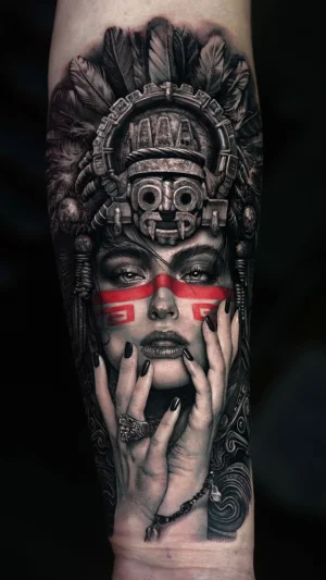 Woman With Feather Headdress Forearm