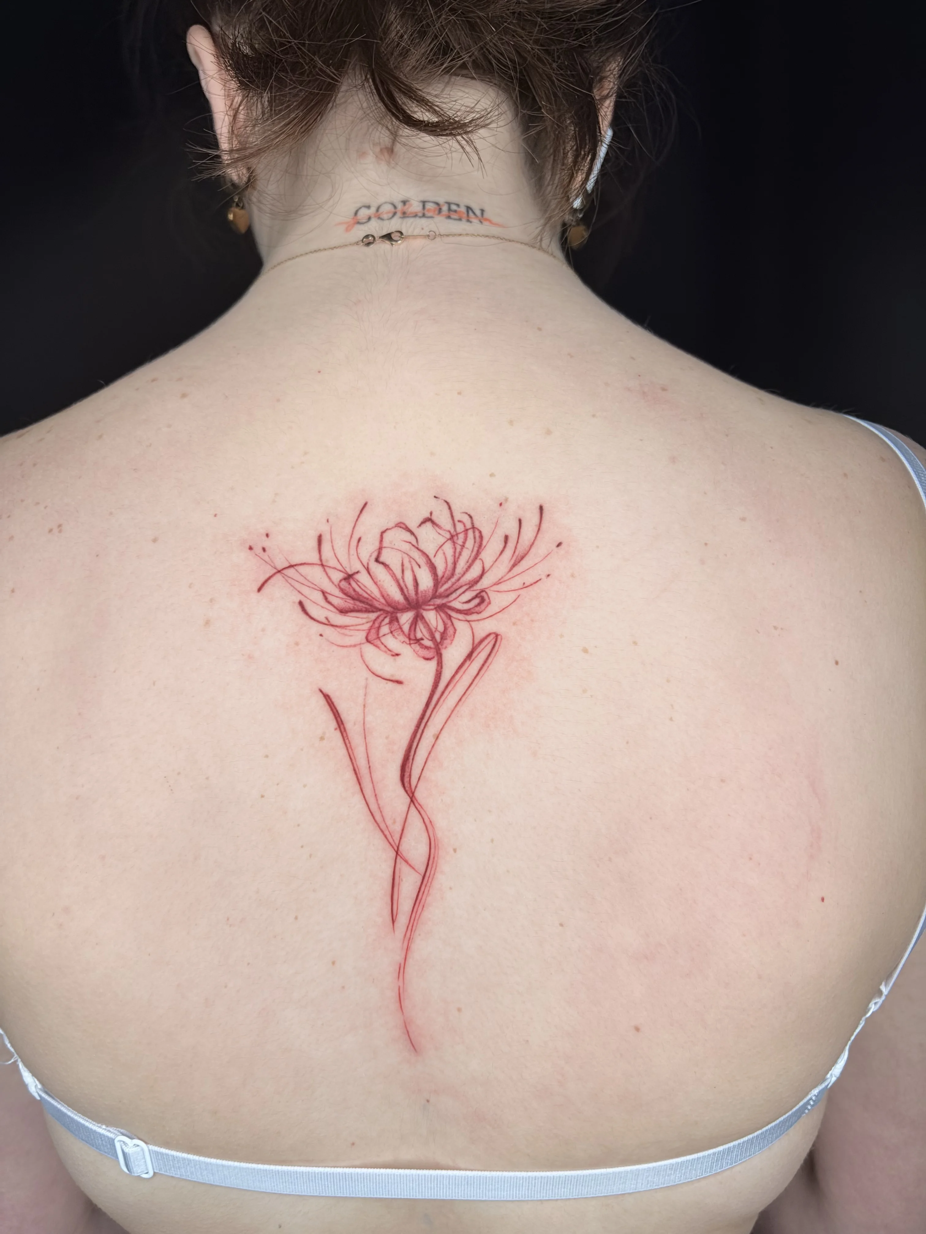 Fine Line tattoo by Kerasu: flower, stem, petals, floral