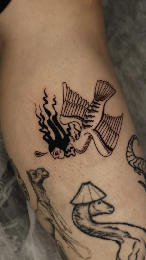 Bold Blackwork Mermaid Thigh Piece