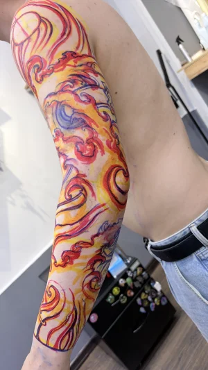Vibrant Fire Flame Full Sleeve