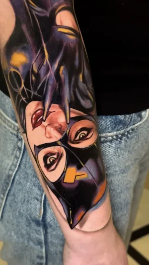 Color Realism Woman Mask Forearm