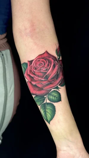 Red Rose Forearm Cover Up