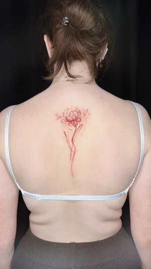 Delicate Red Fine Line Flower Back