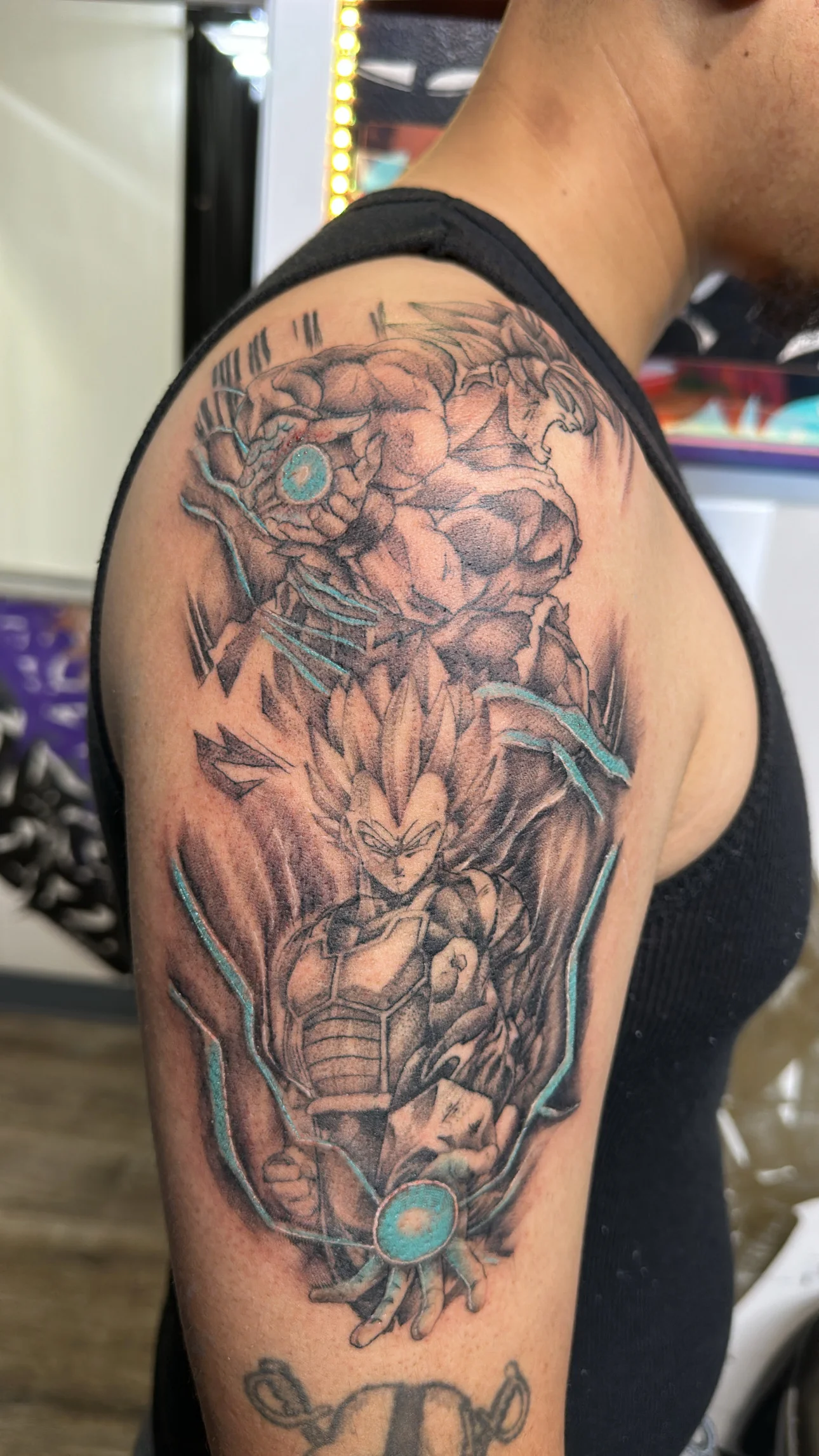 Anime tattoo by Bumpy Munoz: super saiyan vegeta, super saiyan broly, anime, fantasy