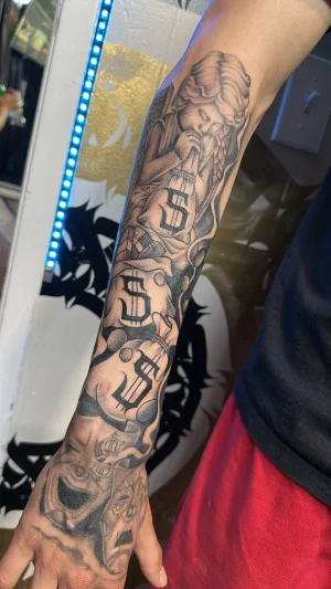 Dark Black & Grey Realistic Full Sleeve