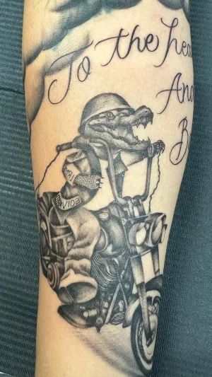 Alligator Riding Motorcycle Forearm