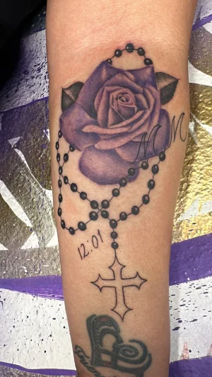 Realistic Rose Rosary Forearm