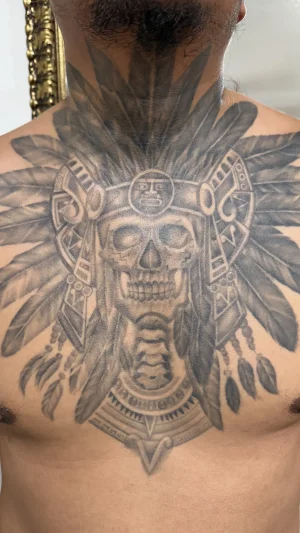 Aztec warrior piece with headdress