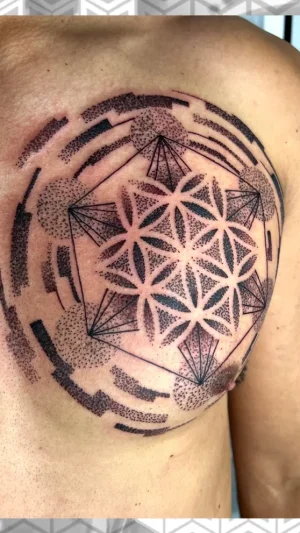 Geometric Flower of Life Chest Piece