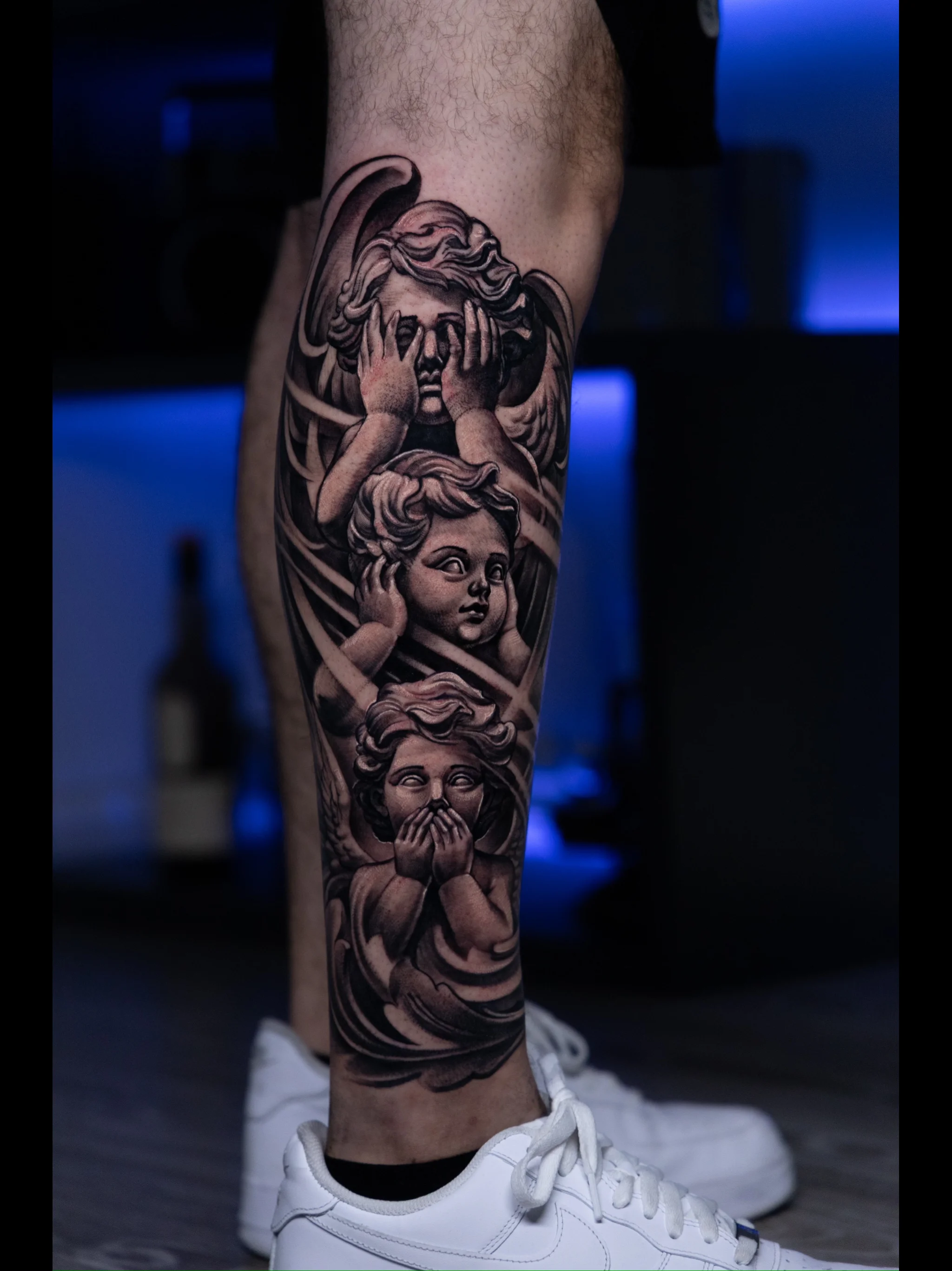 See No Evil Hear No Evil Say No Evil Cherubs: angel, cherub, hand covering eyes, hand covering ears, hand covering mouth, spiritual