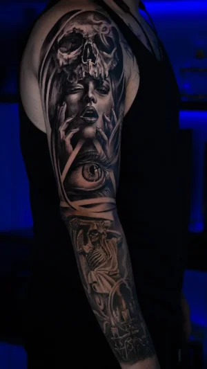 Dark Surreal Black & Grey Full Sleeve