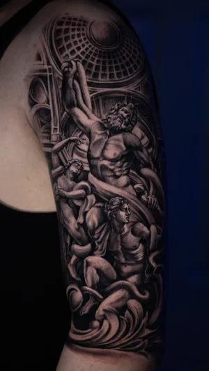 Mythological Black & Grey Half Sleeve