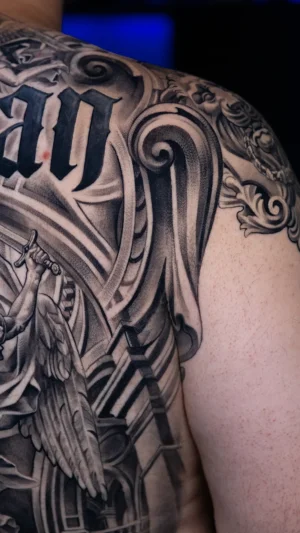 Archangel Black & Grey Back Piece
