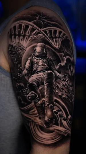Astronaut Space Black & Grey Half Sleeve