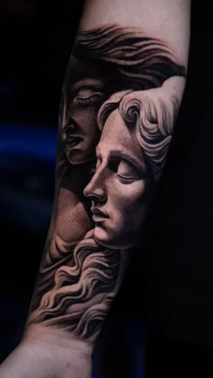 Realistic Woman Portrait Forearm