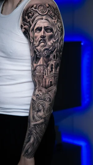 Religious Bearded Man Full Sleeve