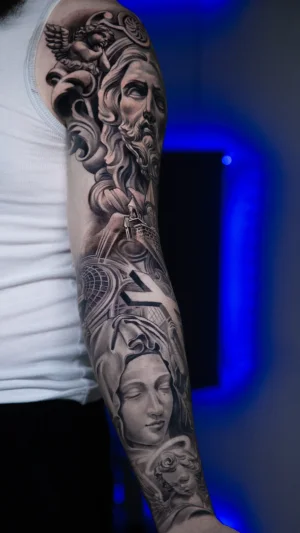 Religious Black & Grey Full Sleeve