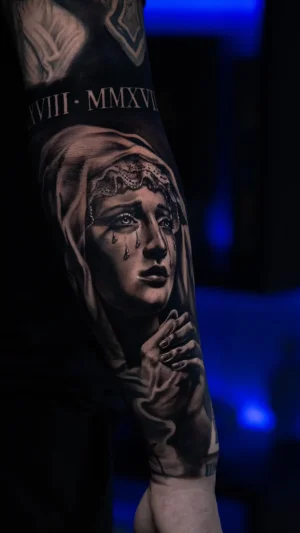 Crying Woman Religious Forearm