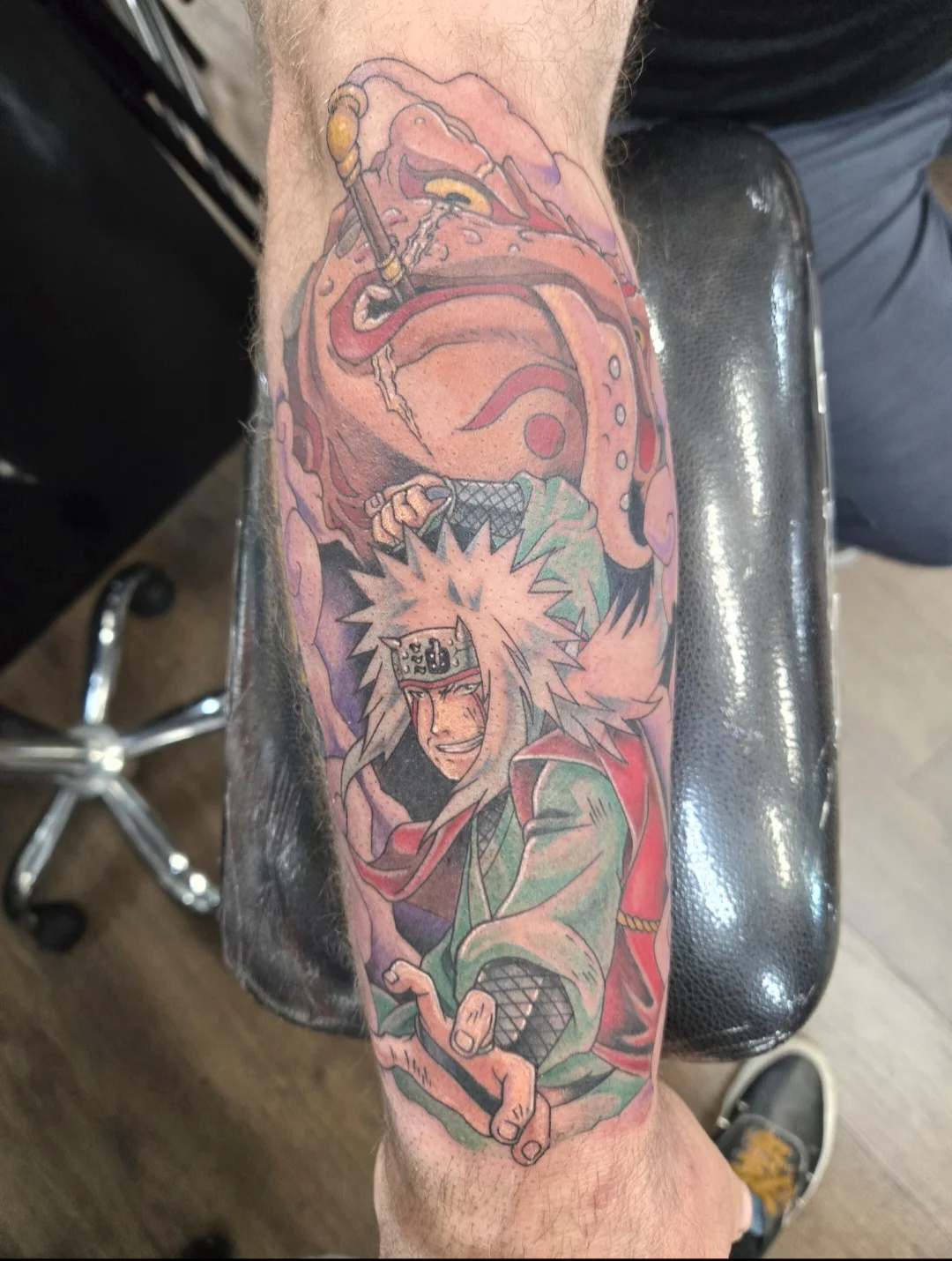 Anime tattoo by Dominic_Mata: ninja, frog, headband, spiky hair